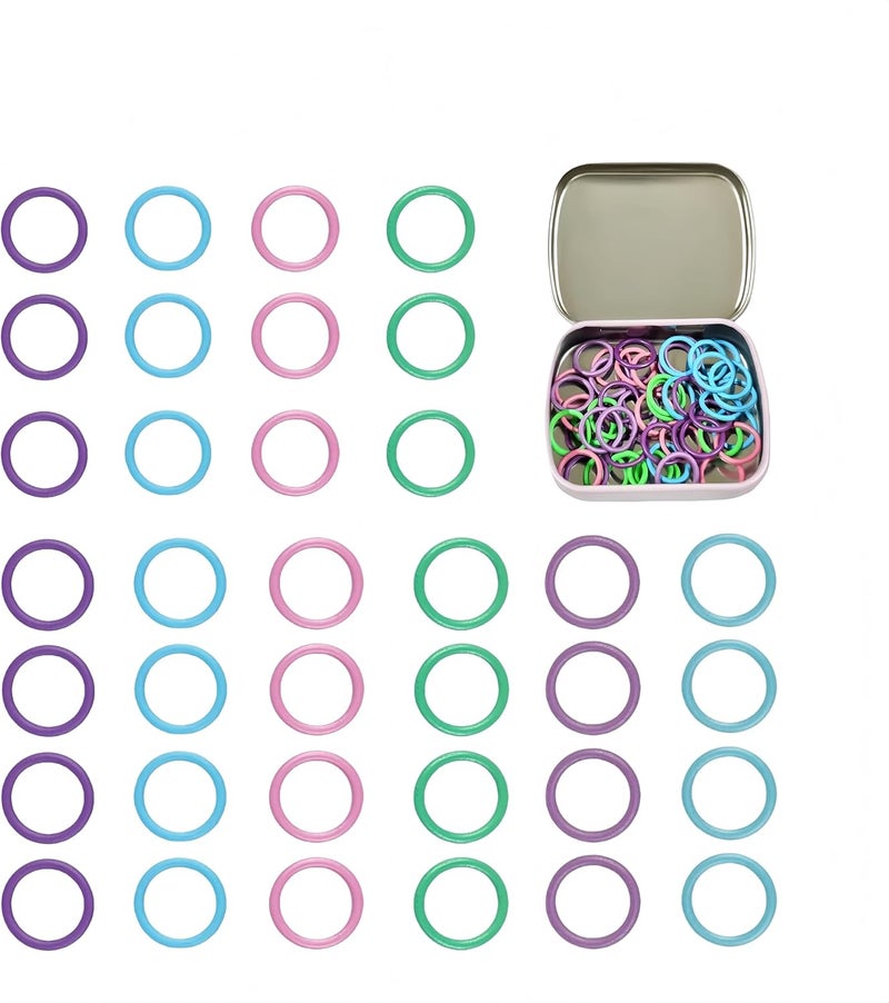 wonofa 50Pcs Round Metal Stitch Markers,Metal Colorful Crochet Stitch Markers,with Storage Box for Crocheting Clothing Tag DIY Craft Project (Orbicular-50Pcs) - Image 1